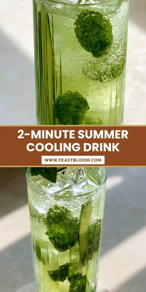 A tall ribbed glass featuring a cooling drink with cucumber ribbons, mint leaves, and a dehydrated lime garnish on a stone coaster.